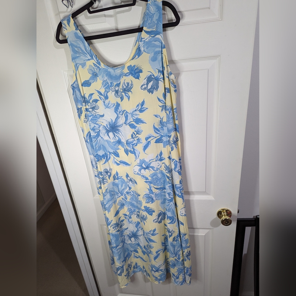 Express slip sheath yellow & blue floral dress Vintage size 11/12